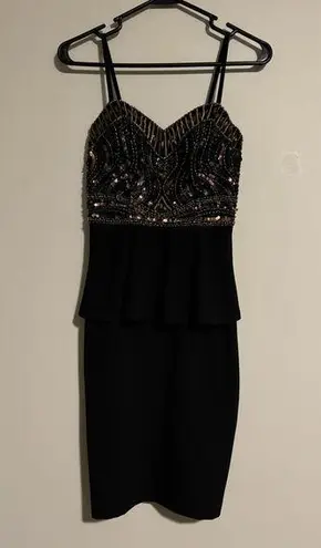 Sue Wong NWT Nocturne Black and Brown Beaded Cocktail Dress size 0