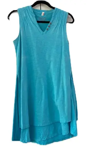 Neon Buddha Blue Layered Cotton Dress Sleeveless Comfort Pool Beach Size XS