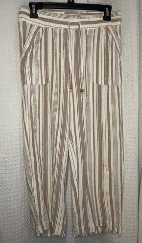 Aerie Tan and Cream Striped Jumpsuit Size M