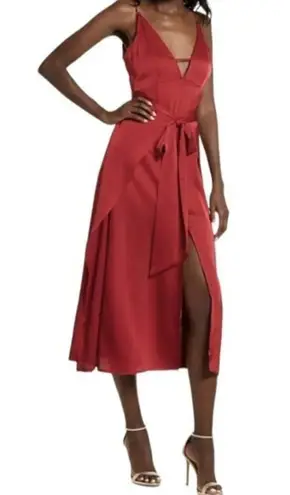 AMYLYNN Backless Satin Dress Jolie Satin Slip Dress in Burgundy Size Small Red