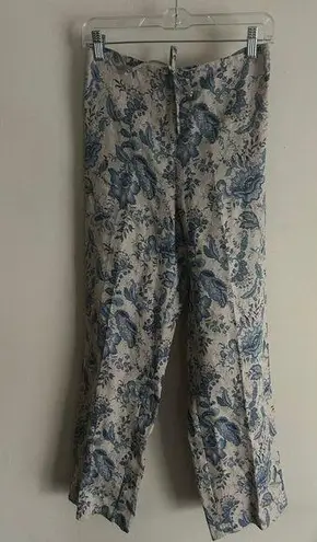 Charter Club Linen Pants Women’s 10 Blue Floral