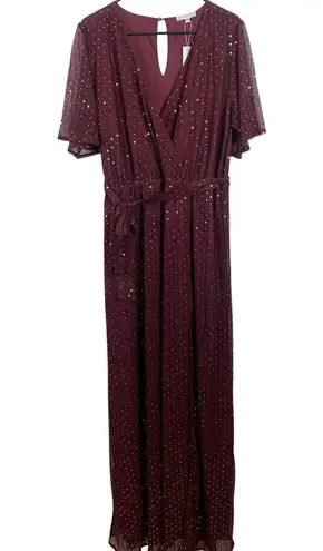 Baltic Born NWT Grace Sparkle Sequin Wrap Gown Maxi Dress Mulberry XXXL