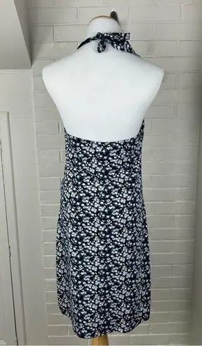 Hollister  Navy Micro Floral Casual Halter Neck Dress Size L