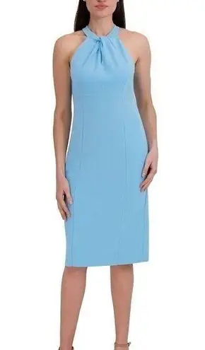 Julia Jordan Blue Twist Neck Midi Sheath Dress Size 14 New