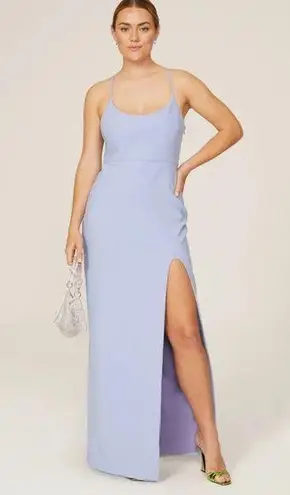 Likely Sz 2
Sammy Gown periwinkle light blue high slit o ring back maxi gown