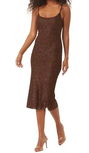 MISA Los Angeles NWT Lisette Sequin Midi Dress in Chocolate Shimmer Size M