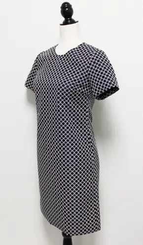 Michael Kors Black White Circular Chain Link Pattern Shift Dress Short Sleeve Textured Lined 00