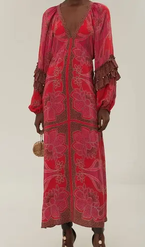 Farm Rio NWT Pink Floral Glam Scarf Maxi Dress