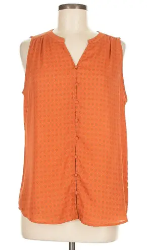 Carolina belle Orange Patterned V-Neck Blouse - Size L