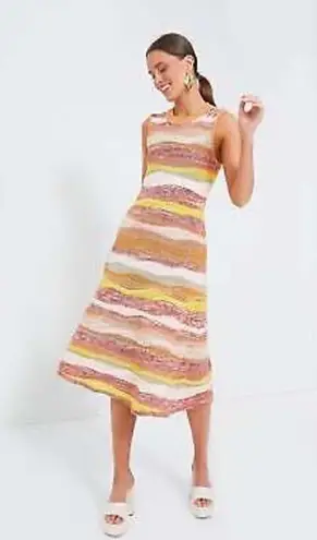 Ulla Johnson Gaia Wavy-Stripes A-Line Knit Maxi Dress in Agate size large L