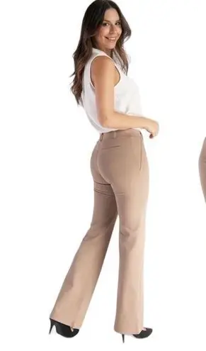 Betabrand DRESS PANT YOGA PANT PULLON FLARE BOTTOM NEUTRAL TAN KHAKI PANTS M