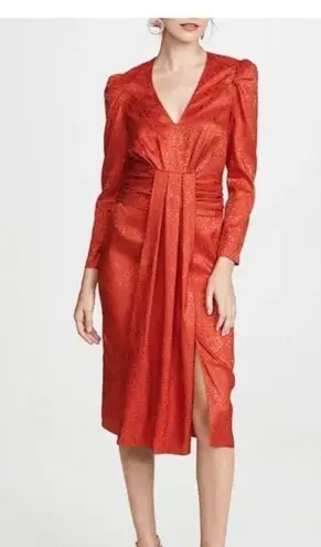 Saylor Farrow V-neck night out long sleeve Flame midi dress