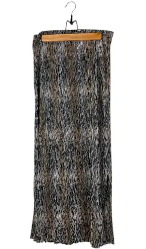 Vintage Choices Women’s Small Striped Crinkled Lettuce Hem Midi Skirt Side Slit Multiple