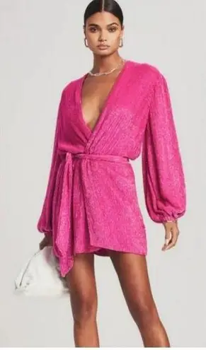 Retrofête Retrofete Gabrielle Robe Dress in Pink Sequins Size Large Long Sleeve NWOT