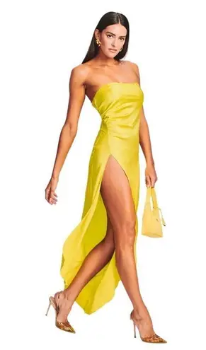 SER.O.YA Dalia Strapless Maxi Dress in Citric XSmall Womens Satin Cocktail Yellow Size XS