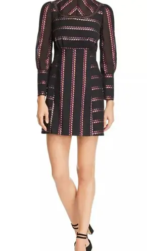 Sandro Sibel Floral Jacquard Mini Dress Lace Mock Neck Metallic Size 1 Small