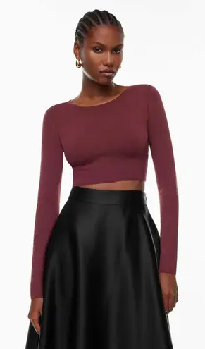 Babaton Aritzia sculpt Knit Forefront Long sleeve size S NWT burgandy color
