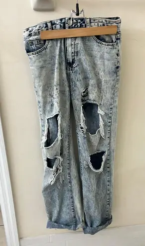 Oversized Washed Ripped Jeans Multiple