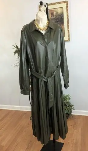 Scoop Women Skirt Dress XL Utility Green Long Sleeve Collared Open Mob Wife