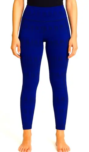 Threads 4 Thought Cobalt Blue High-Waisted Geometric Pattern Leggings - Image 1