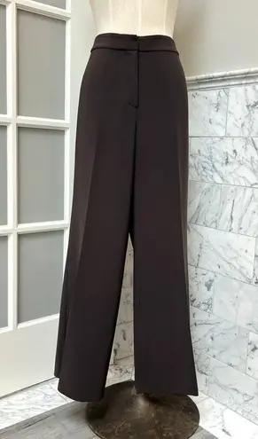 St. John Wide Trouser Pants Flat Front No Pockets Size 12 Wide Leg Green Grey