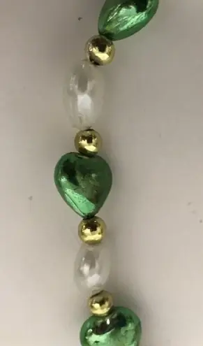 St Patrick's Day Beaded Necklace Hearts Parade Green