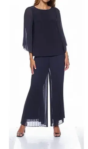 Marina Pleated Chiffon Round Neck Long Illusion Wing Sleeve 2