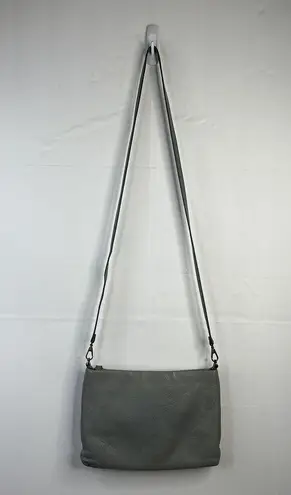 Fossil  Piper Crossbody Bag Gray Blue Pebbled Leather Zip Top Purse Pockets