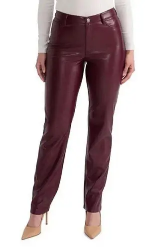 Anthropologie Joie x  Faux Leather Pants Size 8 Burgundy Straight Fit High Waist