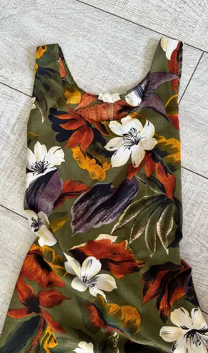 Vintage floral jungle tie dress Green