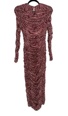 Michael Costello X Revolve Shirred Long Sleeve Marble Midi Dress M