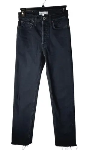 RE/DONE Jeans Wome 24 Black Washed Noir Comfort Stretch High Rise Stove Pipe