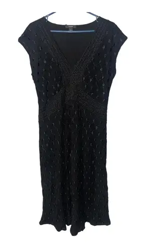 Alfani Rome Black Embroidered Midi Dress, XL