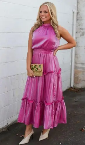 Elliatt Teagan Iridescent Midi-Dress Pink Size XL NWT Mermaidcore Formal Wedding