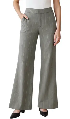 Herve Leger High Waist Wide Leg Dress Pants Striped Luxury Professional Size L