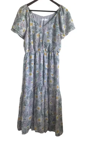 All in Favor All In Favor Midi Dress Women S Flutter Sleeve Lined Tiered Cottagecare Modest