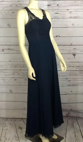 Azazie Formal Navy Lace sleevless dress sexy keyhole on back size small
