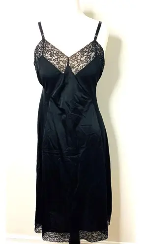 VTG 1960s Van Raalte Black Full Slip Lace Nylon Under Garment Made in USA Sz 36