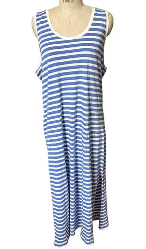 Pact Women’s 100% Organic Cotton Blue & White Striped Midi Dress Size XL X