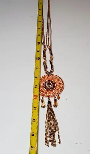 Rhinestone Chain Dangle Bohemian Necklace 26" Lobster Closure