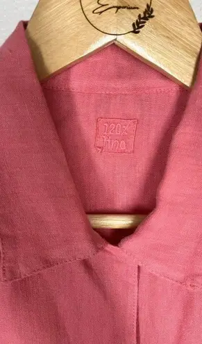 120% Lino 3 Piece Linen Set Top Tank Skirt 46/48 Pink Midi Vintage Embroidered Size undefined