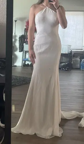 Willowby by Watters 59310 Knox Wedding Dress Ivory Halter Strappy Back size 6 White