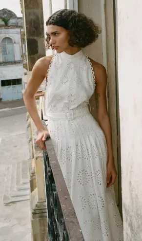 ZARA  maxi sun dress boho crochet belt lace halter flowy summer vacation - Image 18