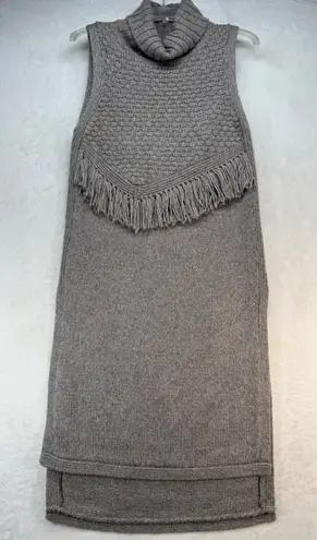 Anthropologie Nomad Morgan Carper Sweater Dress Fringe Knit Tunic Gray M Size M