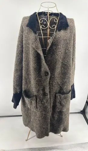 Lysse Cabin Faux Mink Long Coat Chevron Women’s Size Large/Extra large Pockets