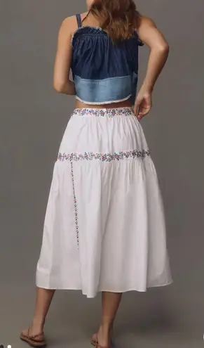 NWOT Banjanan Antonia Skirt Srinagar Embroidered White. MSRP $345. Size L White Size L