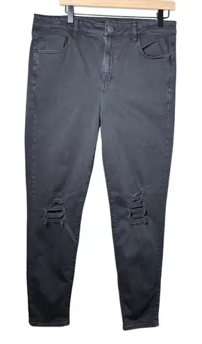 American Eagle  High-Rise Jegging Jeans Black Stretch Distressed Lace Detail 16R