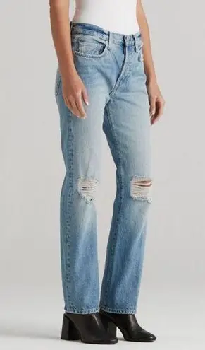 EDWIN Size 28 DISTRESSED TASH RELAXED STRAIGHT LEG DENIM JEAN IN SURRENDER Blue