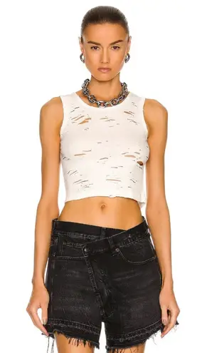 R13 Distressed Tank Top in Ecru Medium New Womens Sleeveless Beater