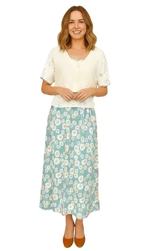 Y2k 80's Impressions Womens Dress Medium Button Floral Vintage Inspire Spring